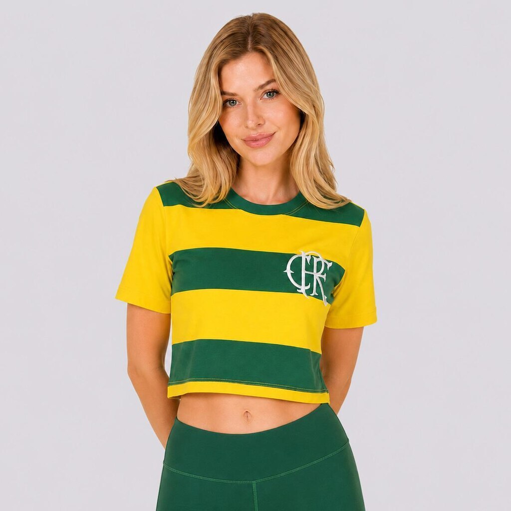 Cropped Flamengo Virar Feminino Amarelo