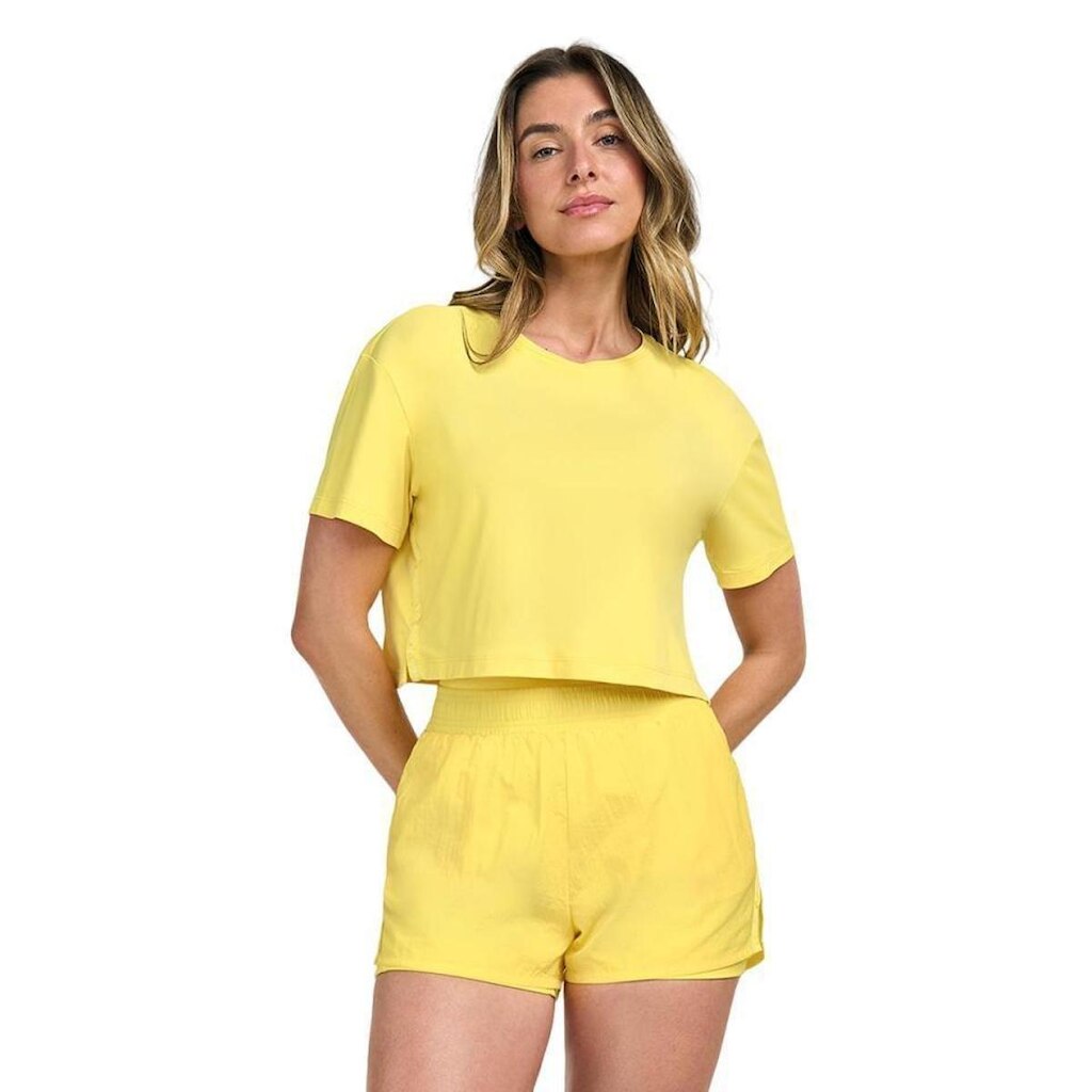 Cropped Ftness Alto Giro Manga Curta Logo 2511704