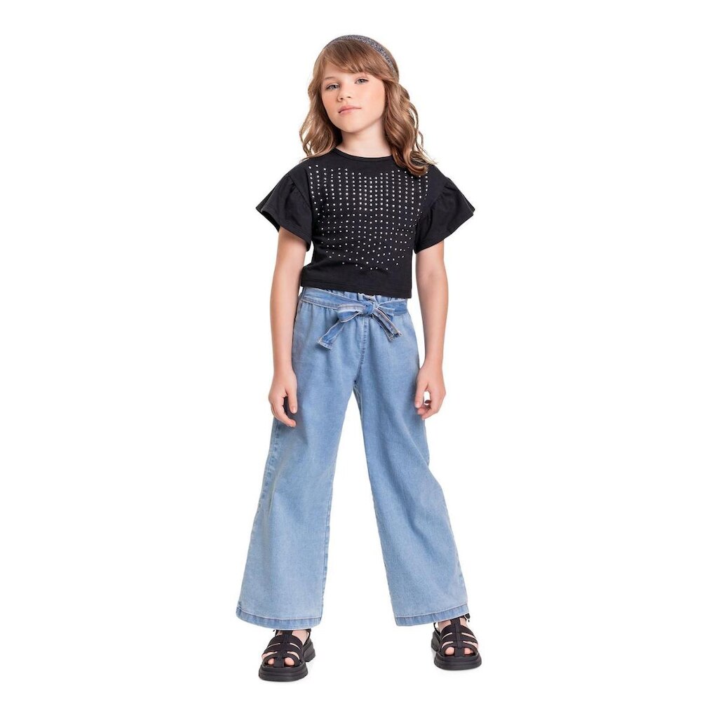 Cropped Infantil em Cotton para Menina Quimby