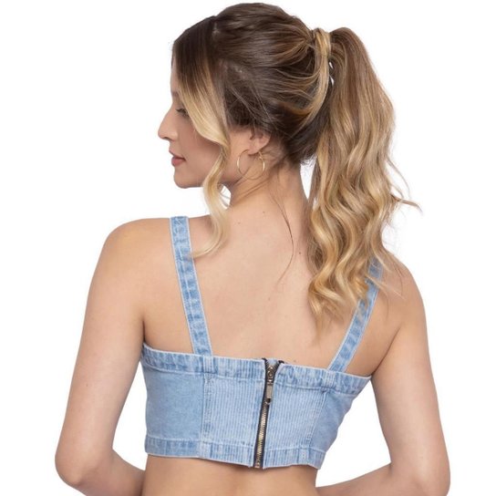 Cropped Jeans Feminino Malu Claro