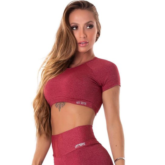 Cropped Let'sGym Manga Curta Move and Slay - Vermelho