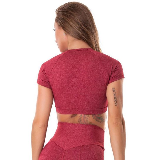 Cropped Let'sGym Manga Curta Move and Slay - Vermelho