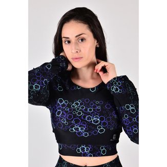 Cropped Manga Longa Gumm Copacabana Estampado Feminina