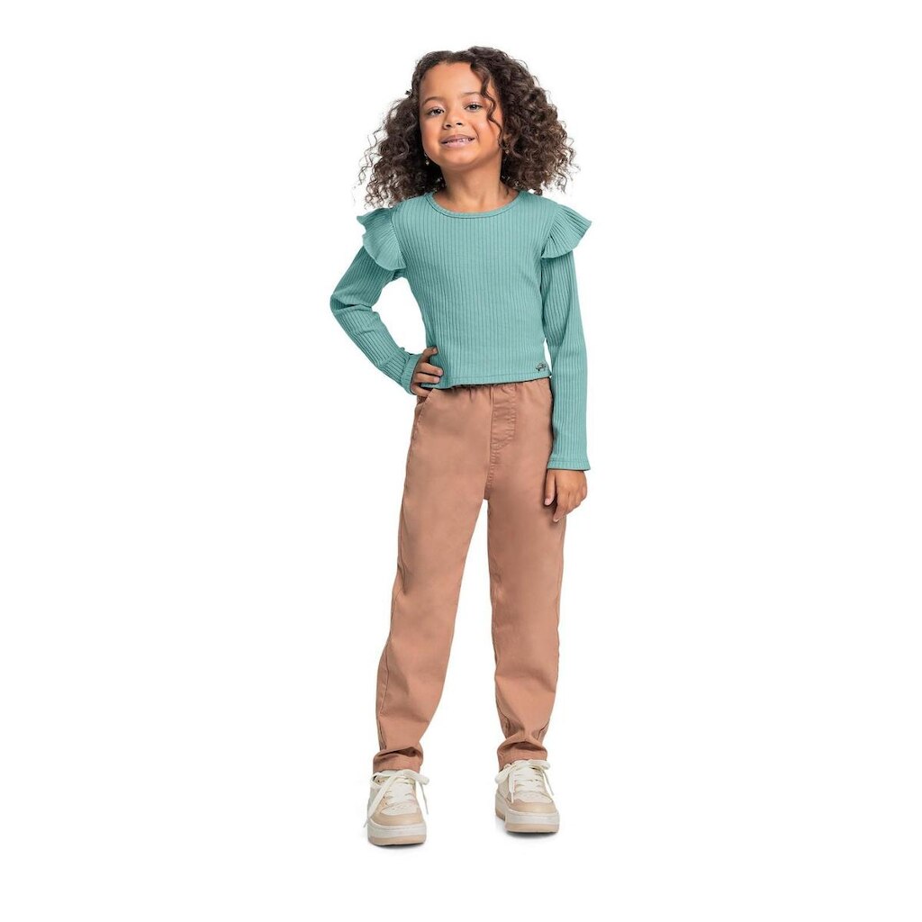 Cropped Manga Longa para Menina Quimby