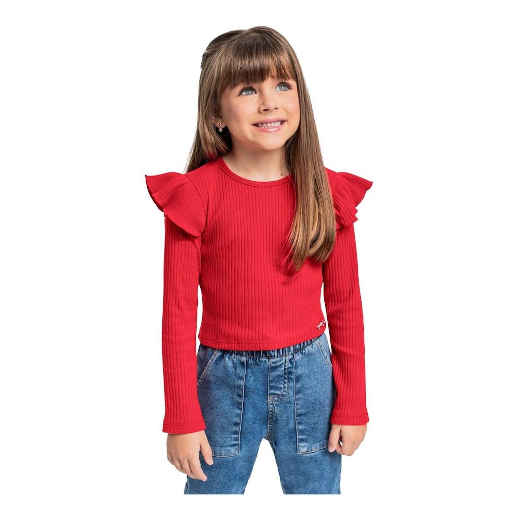 Cropped Manga Longa para Menina Quimby