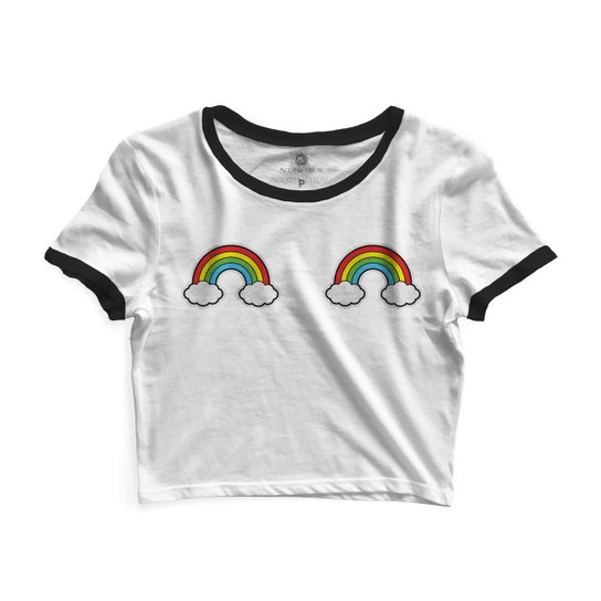 Cropped Morena Deluxe Rainbow - Branco