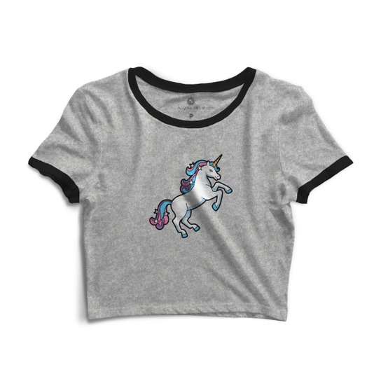Cropped Morena Deluxe Unicorn - Cinza