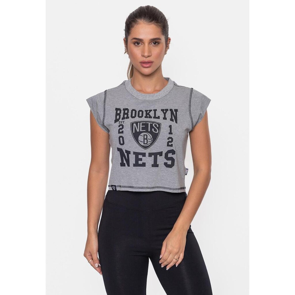 Cropped NBA Feminino College Brooklyn Nets Feminino
