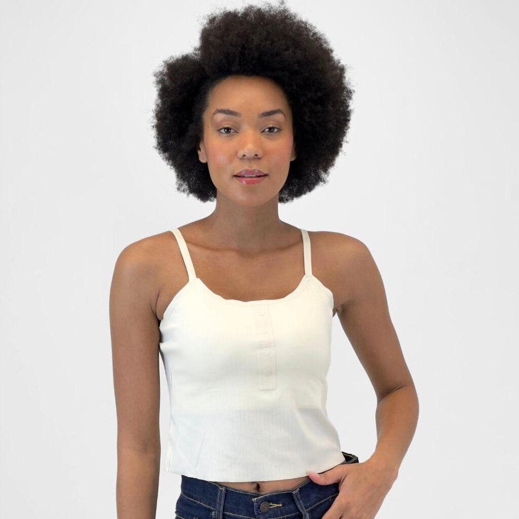 Cropped Pacific Blue Regata Canelada com Bojo Feminina