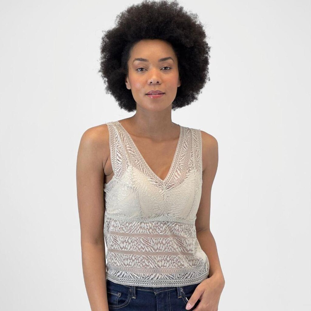 Cropped Pacific Blue Regata Rendado com Bojo Feminino
