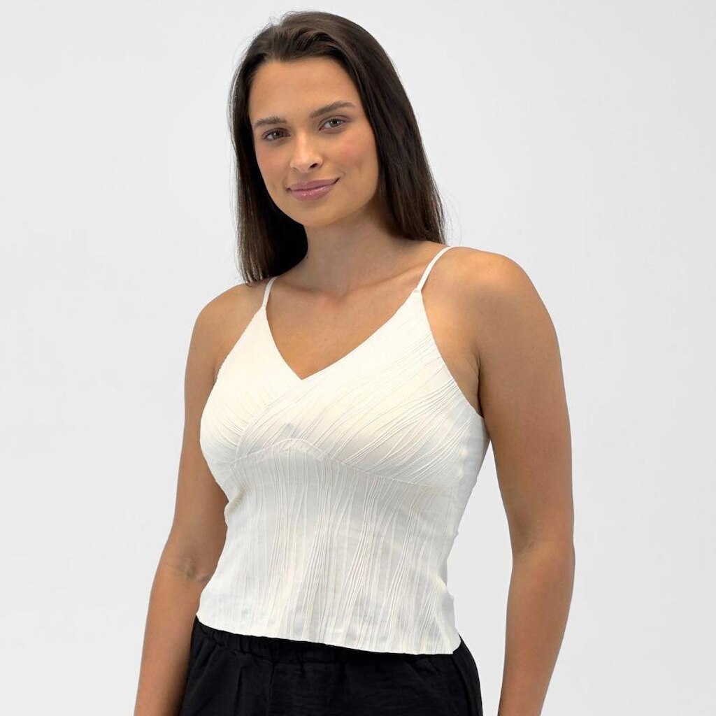 Cropped Pacific Blue Regata Texturizado com Bojo Feminino