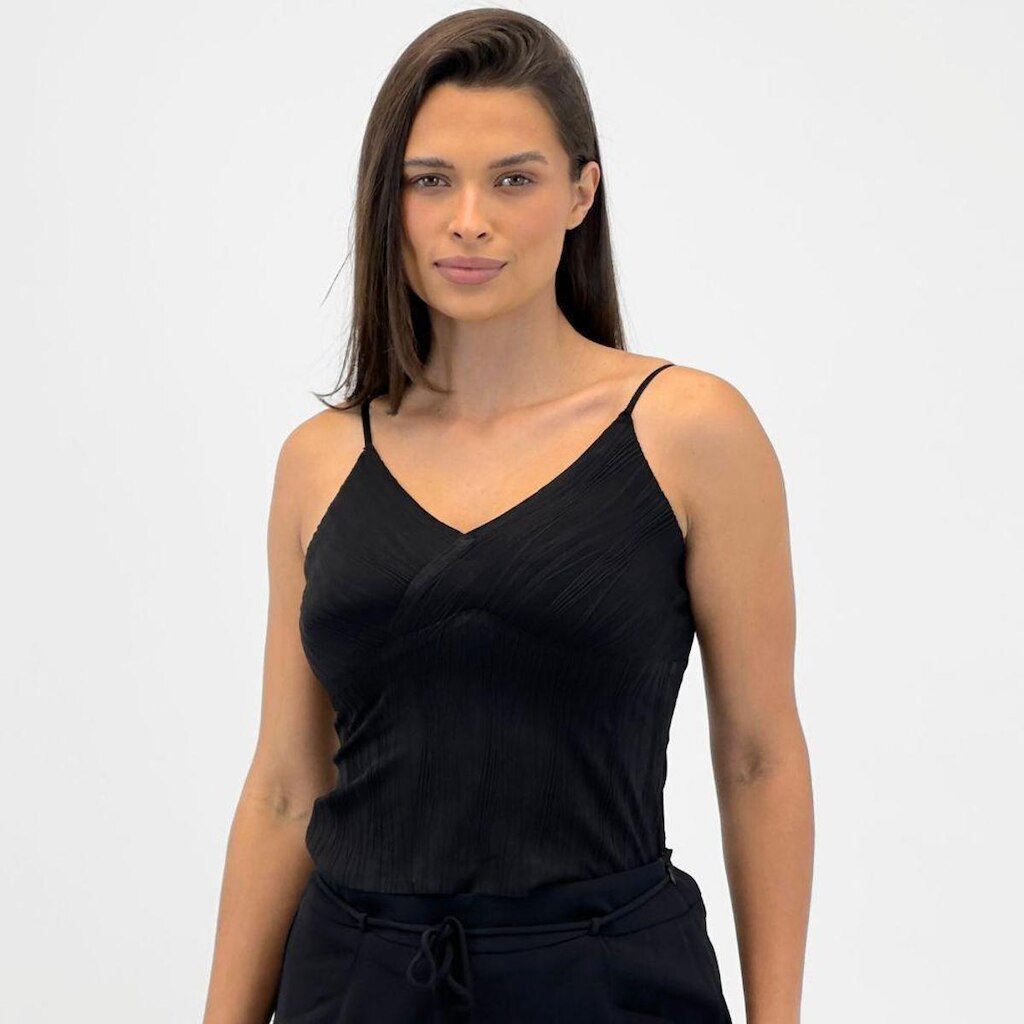 Cropped Pacific Blue Regata Texturizado com Bojo Feminino