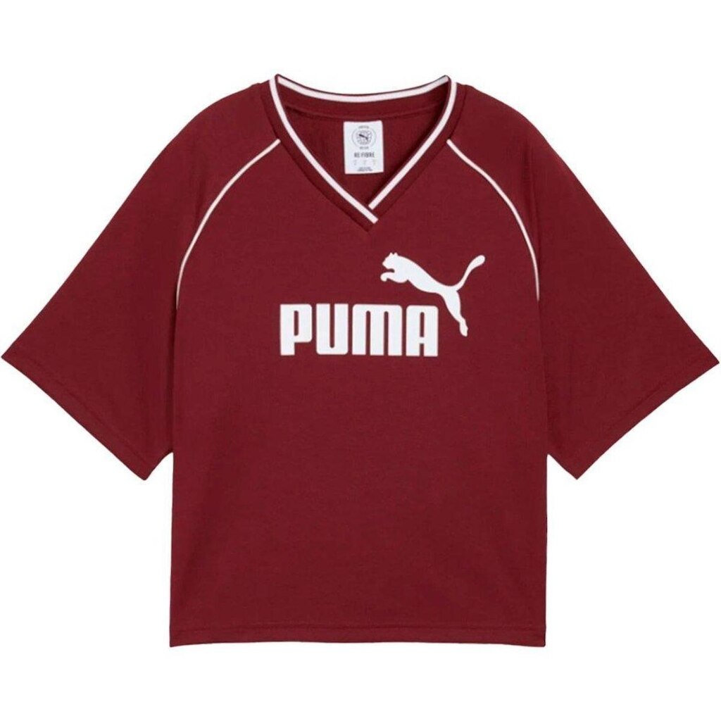 Cropped Puma Ess Relaxed Football Ruby Shimmer Feminino