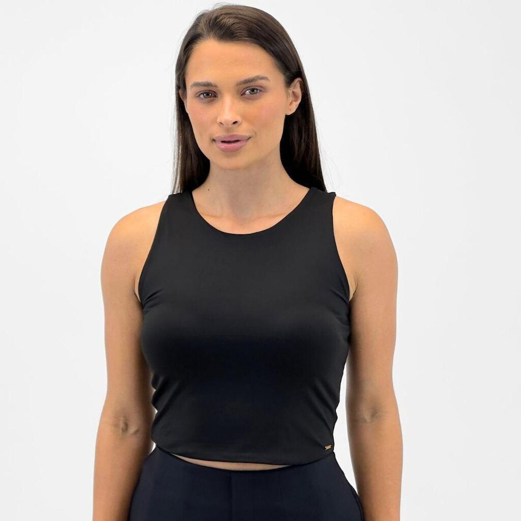 Cropped Rosa Bella Regata Básico Feminino