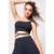Cropped Salvatore Ombro Único Com Tiras Malha Canelada - Preto