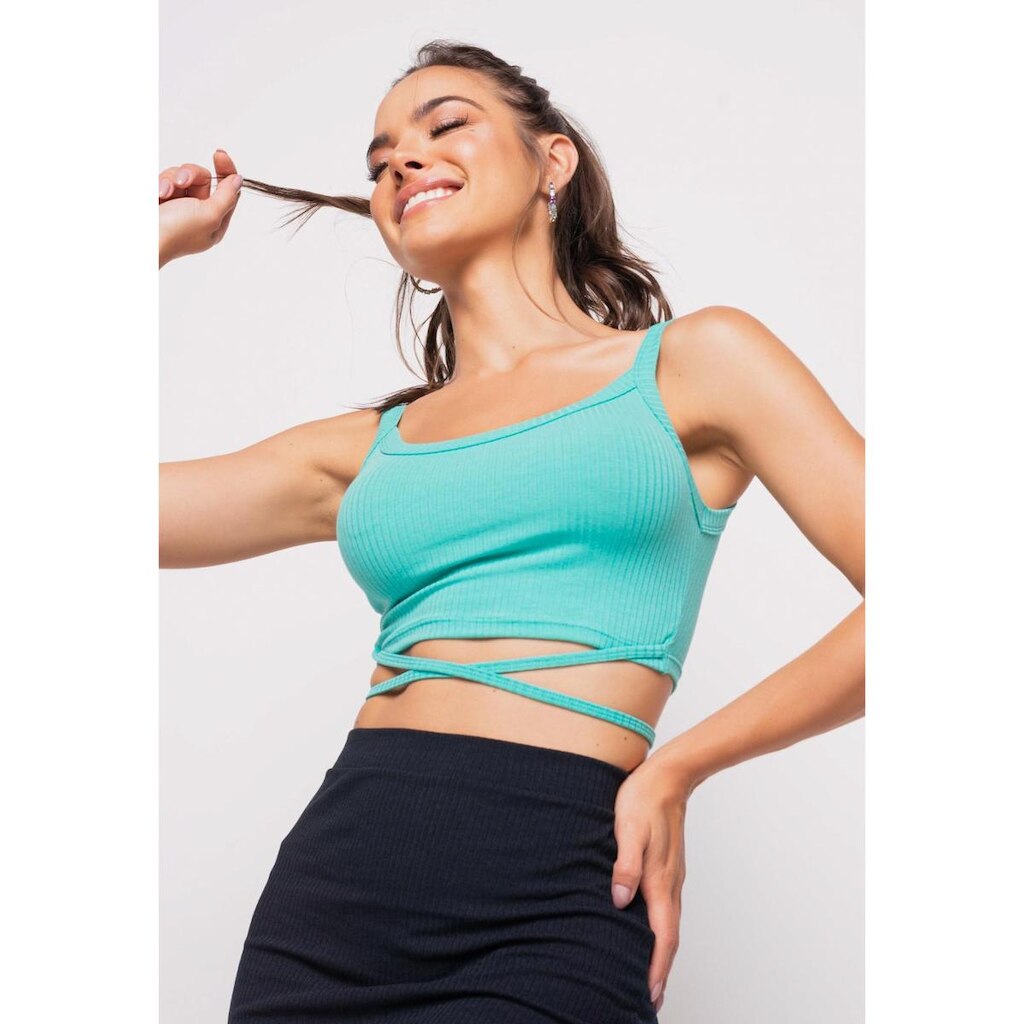Cropped Salvatore Regata Com Tiras Malha Canelada