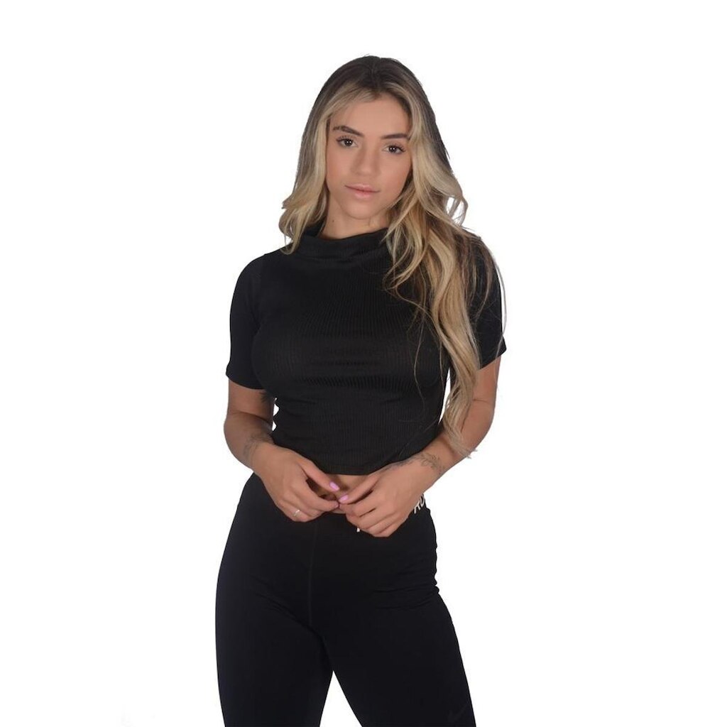 Cropped Toda Casual Canelado Manga Curta