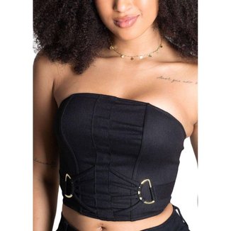 CROPPED TOMARA QUE CAIA - PRETO M