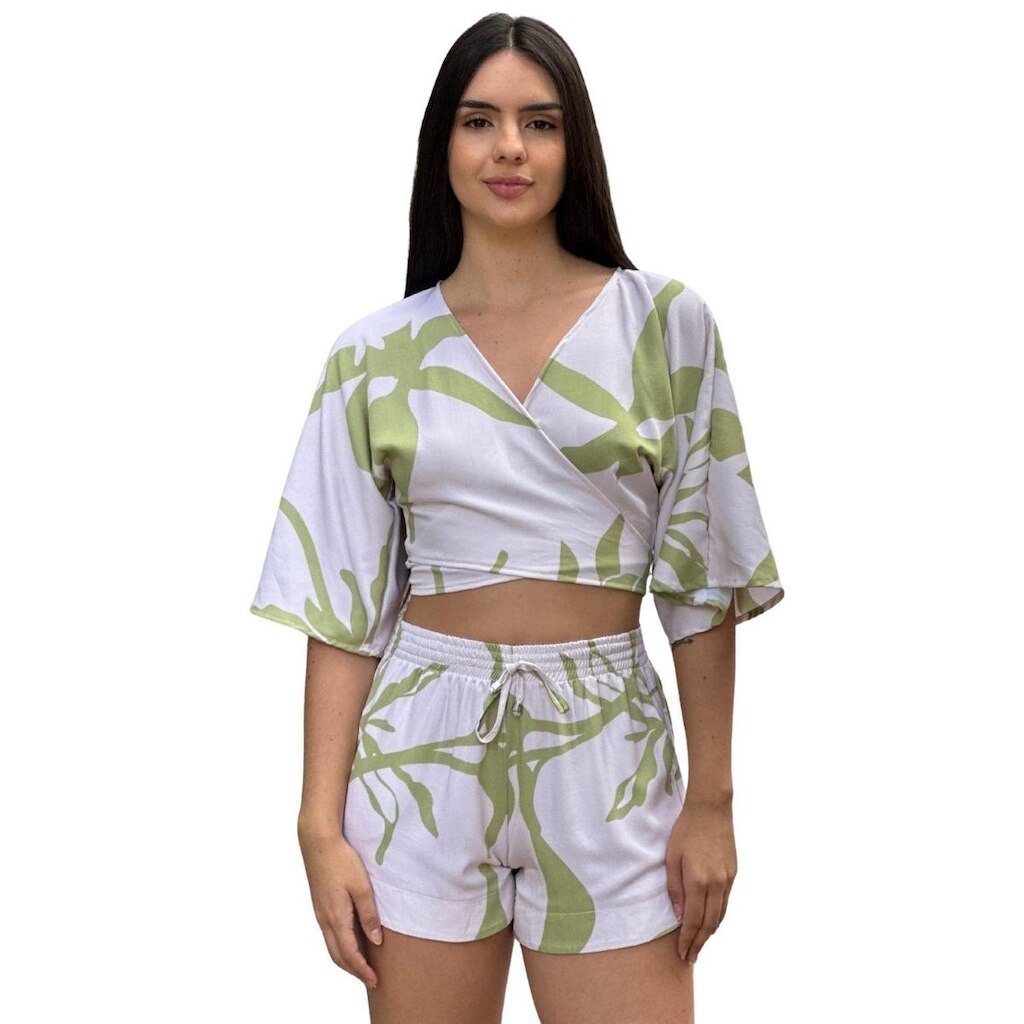 Cropped Transpasse Estampado Usenagai