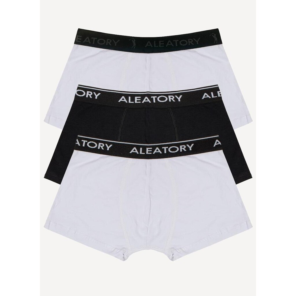 Cueca Aleatory Boxer Kit 3 peças Branco/Preto-Preto e Branco-P