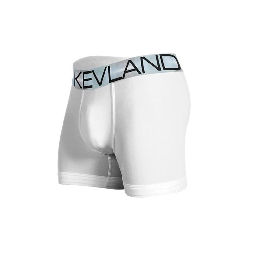 Cueca Boxer Kevland Microfibra Branca Elástico Prata