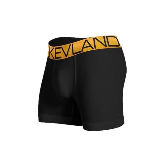 CUECA BOXER KEVLAND MICROFIBRA PRETA ELÁSTICO DOURADO - Preto Menor preço em CUECA BOXER KEVLAND MICROFIBRA PRETA ELÁSTICO DOURADO - Preto