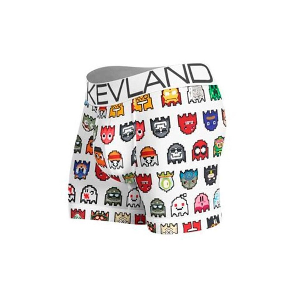Cueca Boxer Kevland Pixel Branca Estampada