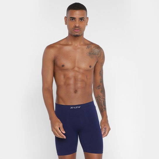 Cueca Boxer Long Leg Trifil - Marinho+Azul Menor preço em Cueca Boxer Long Leg Trifil - Marinho+Azul