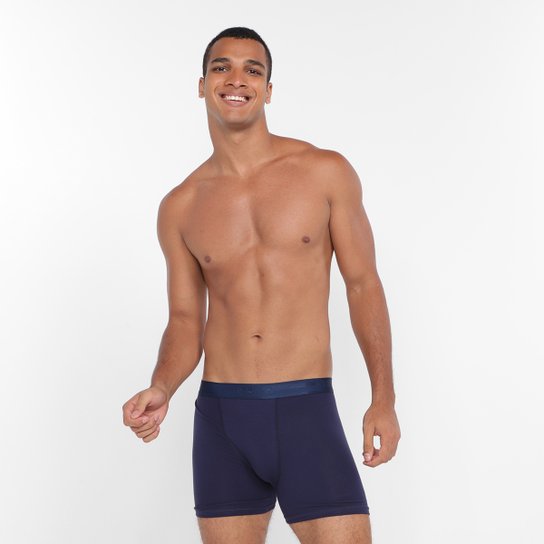 Cueca Boxer Lupo Larga - Marinho Menor preço em Cueca Boxer Lupo Larga - Marinho