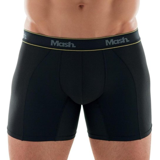 Cueca Boxer Sport Longa Microfibra Mash - Preto Menor preço em Cueca Boxer Sport Longa Microfibra Mash - Preto