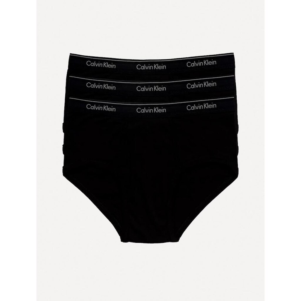 Cueca Calvin Klein Brief Cotton Stretch Classic All Black Pretas Pack 3UN