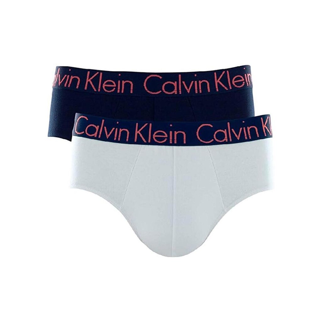 Cueca Calvin Klein Brief Cotton Stretch Mag Branca e Marinho Pack 2UN