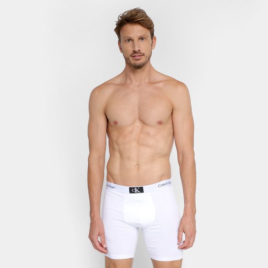 Cueca Long Boxer Calvin Klein Cotton CK 1996 Masculina - Branco Menor preço em Cueca Long Boxer Calvin Klein Cotton CK 1996 Masculina - Branco
