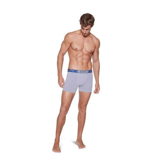 Cueca Lupo Boxer Algodão com Elastano Cós Largo - Cinza Menor preço em Cueca Lupo Boxer Algodão com Elastano Cós Largo - Cinza