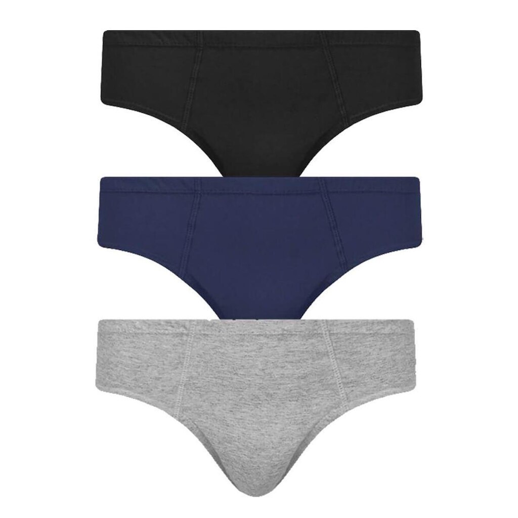 Cueca Masculina Kit 3 Peças Algodão Slip Tradicional Azul