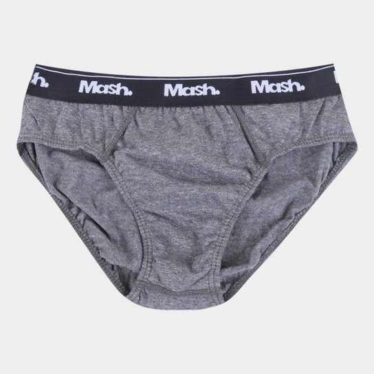 Cueca Slip Infantil Mash Básica - Chumbo Menor preço em Cueca Slip Infantil Mash Básica - Chumbo