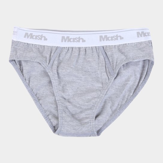 Cueca Slip Infantil Mash Básica - Mescla Menor preço em Cueca Slip Infantil Mash Básica - Mescla