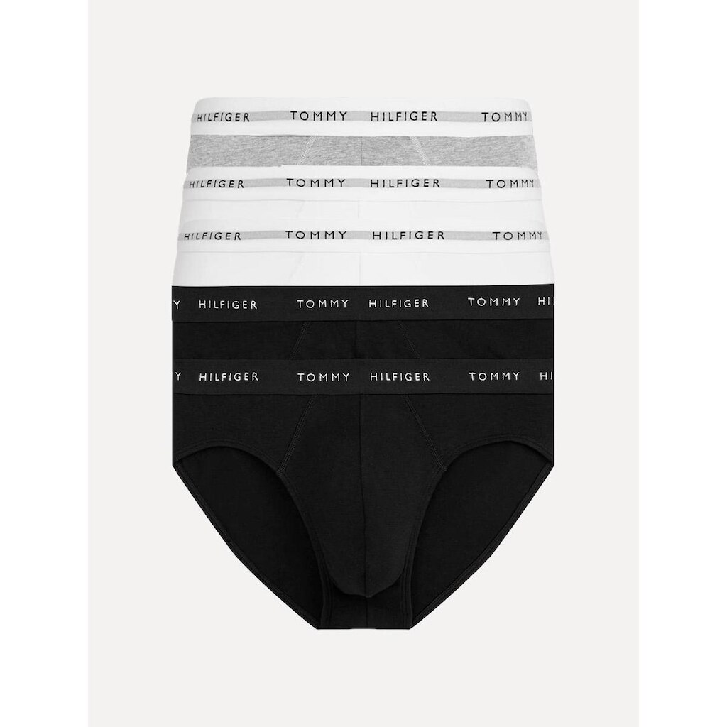 Cueca Tommy Hilfiger Cotton Classic Brief Preta/ Branca/ Cinza Pack 5UN