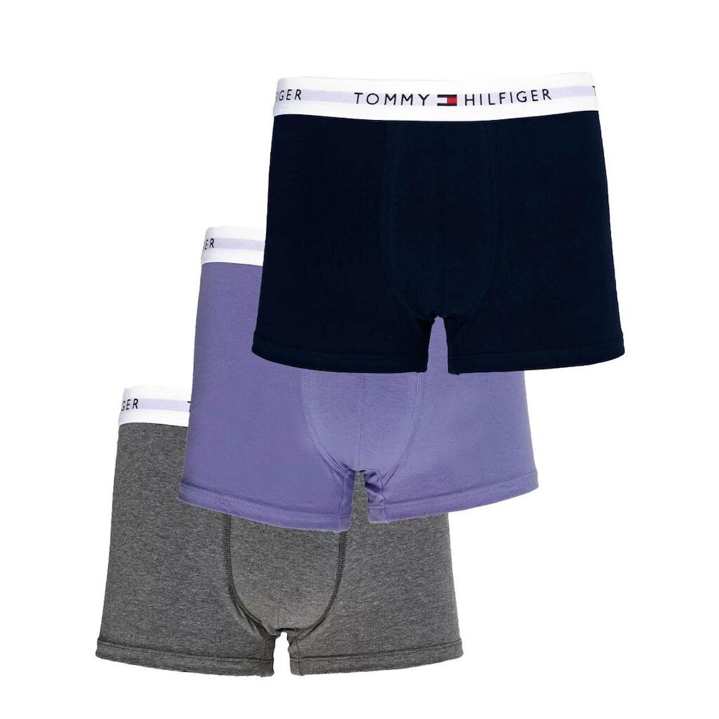 Cueca Tommy Hilfiger Cotton Stretch Trunk Azul Claro Marinho e Grafite Pack 3UN