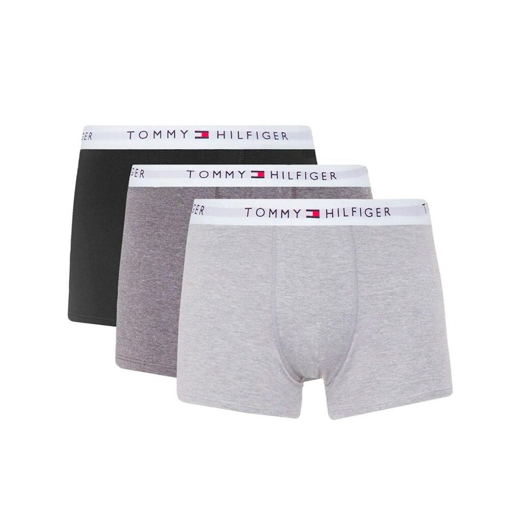 Cueca Tommy Hilfiger Cotton Stretch Trunk Preta Cinza Grafite Pack 3UN
