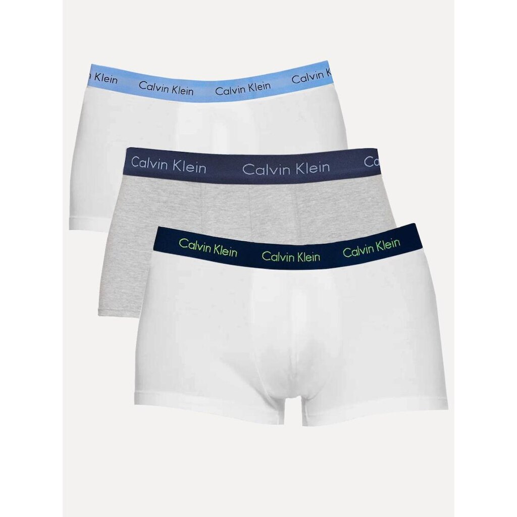 Cuecas Calvin Klein Low Rise Trunk Blue Print Branca/ Mescla Pack 3UN