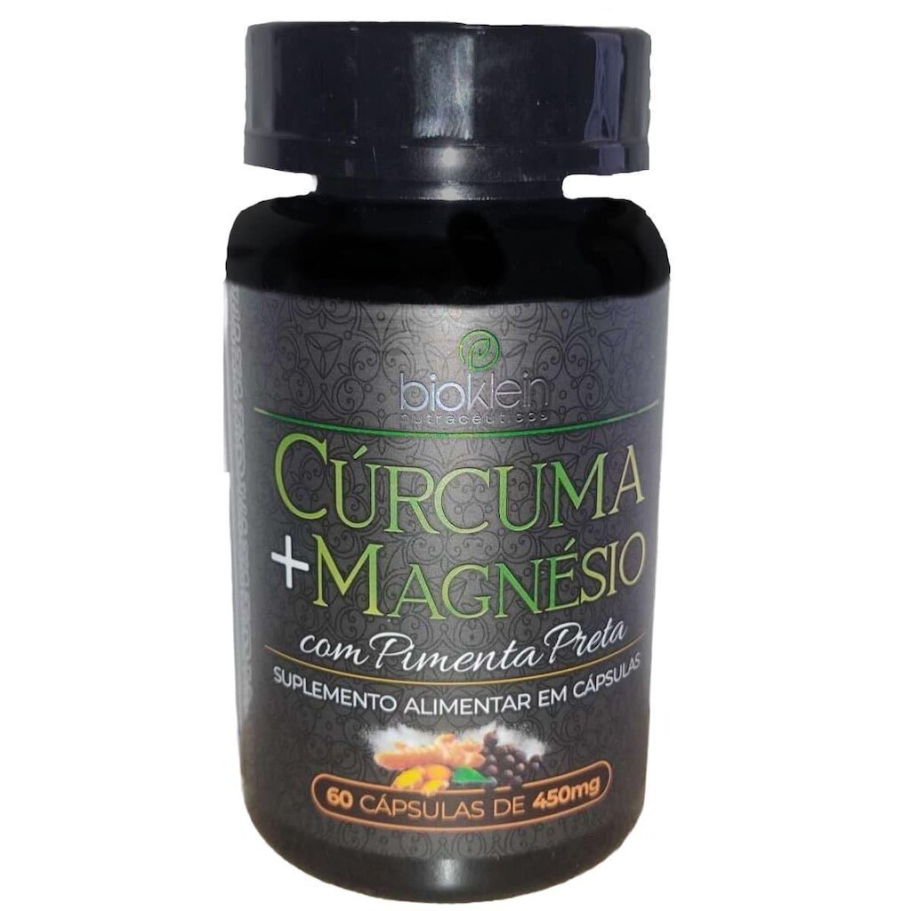 Cúrcuma + Magnésio com Pimenta Preta - 60 Cápsulas - Bioklein