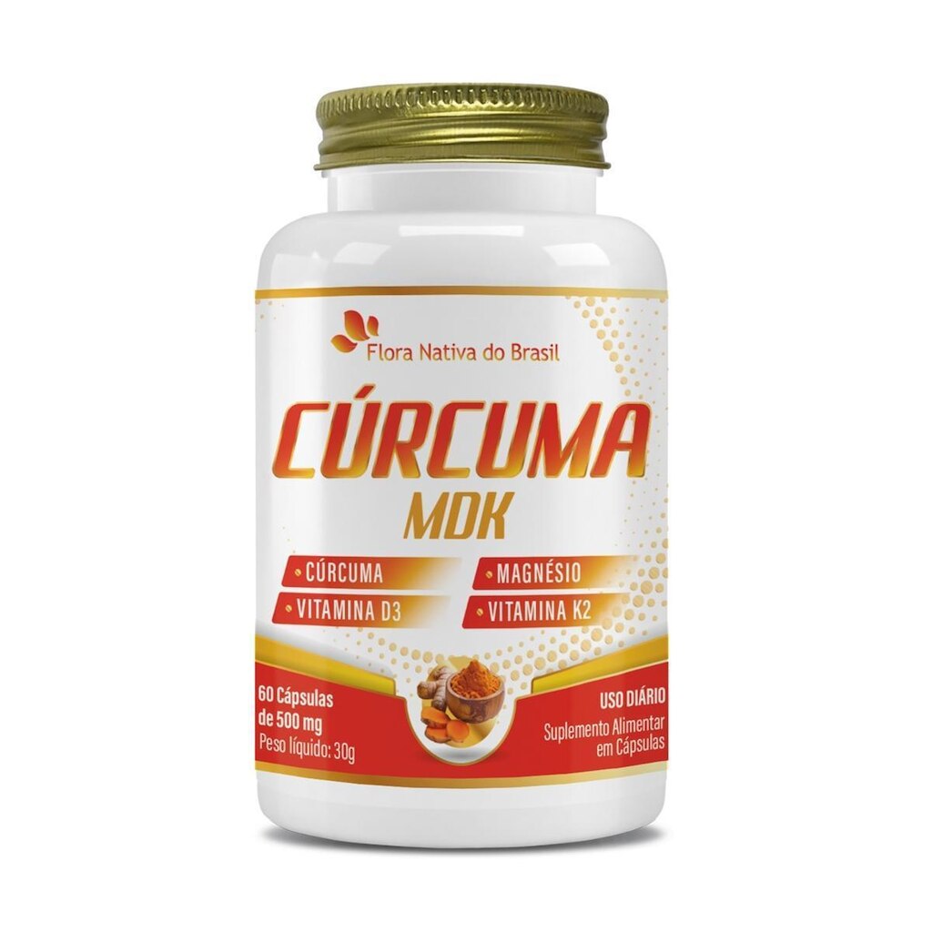 Cúrcuma MDK Vitamina D3 Magnésio Vitamina K2 60 Caps 500mg