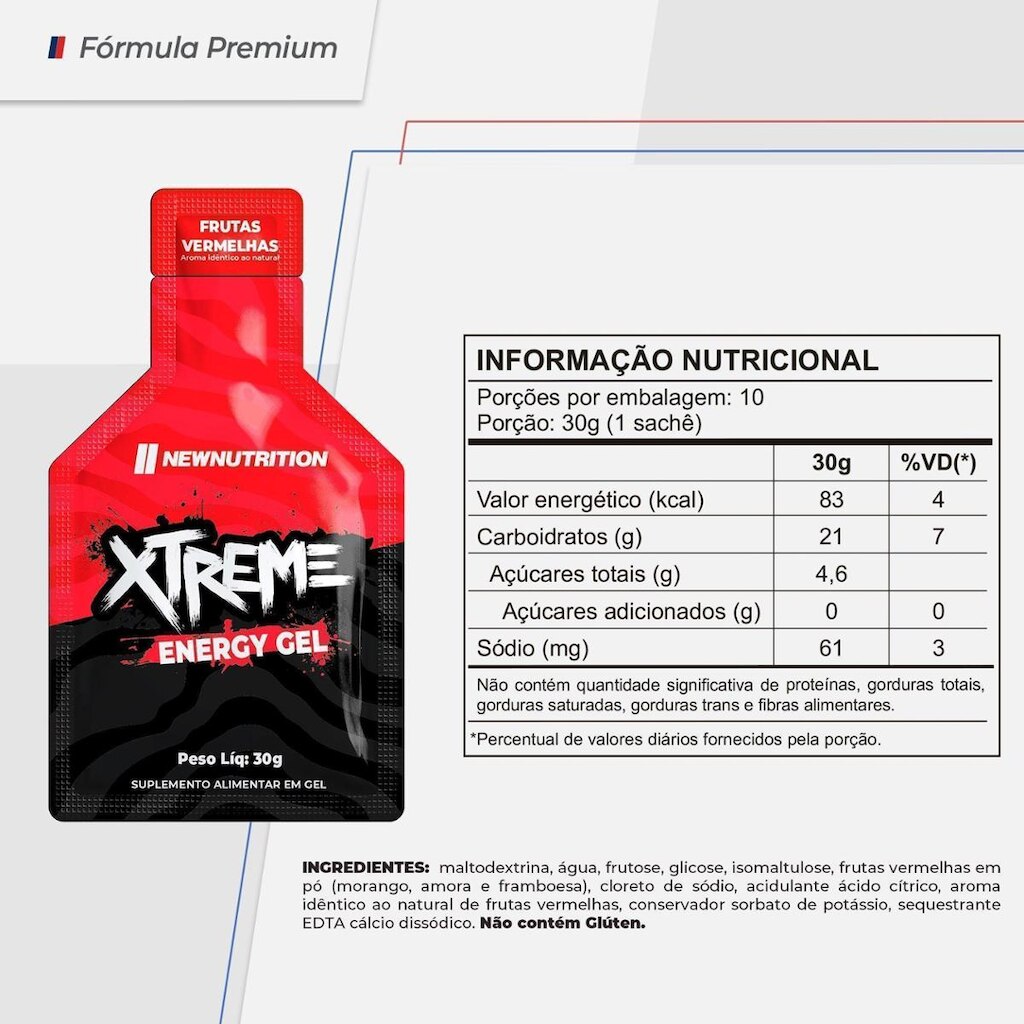 Cx Gel Xtreme Sache 30g Frutas Vermelhas - 10un.