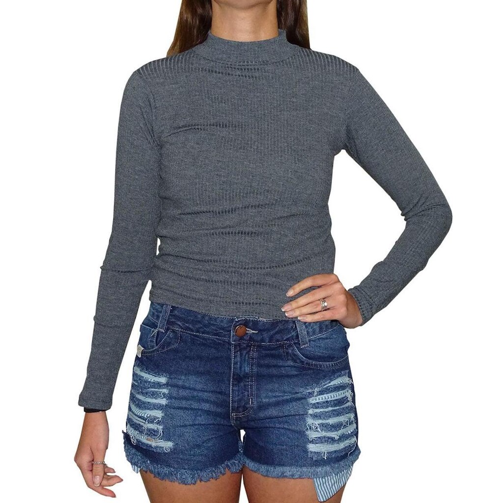 Cyclone Blusa Manga Longa Hight Collar PRETO P/S