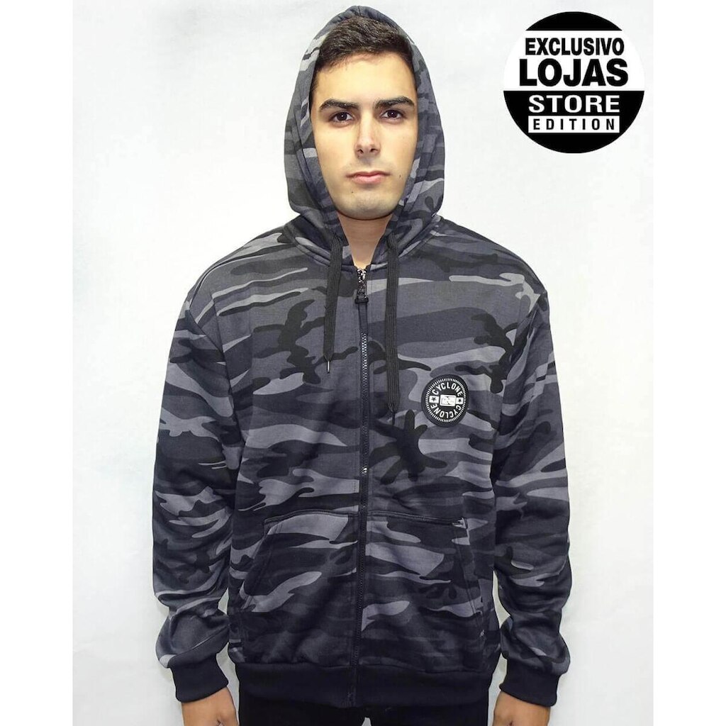 Cyclone Casaco Canguru Camuflado Rubber CINZA P/S
