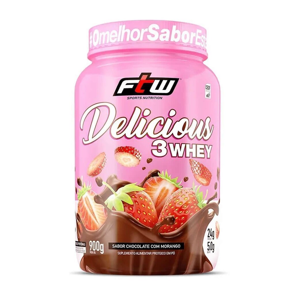 DELICIOUS 3 WHEY 900 G - FTW (CHOCOLATE COM MORANGO)