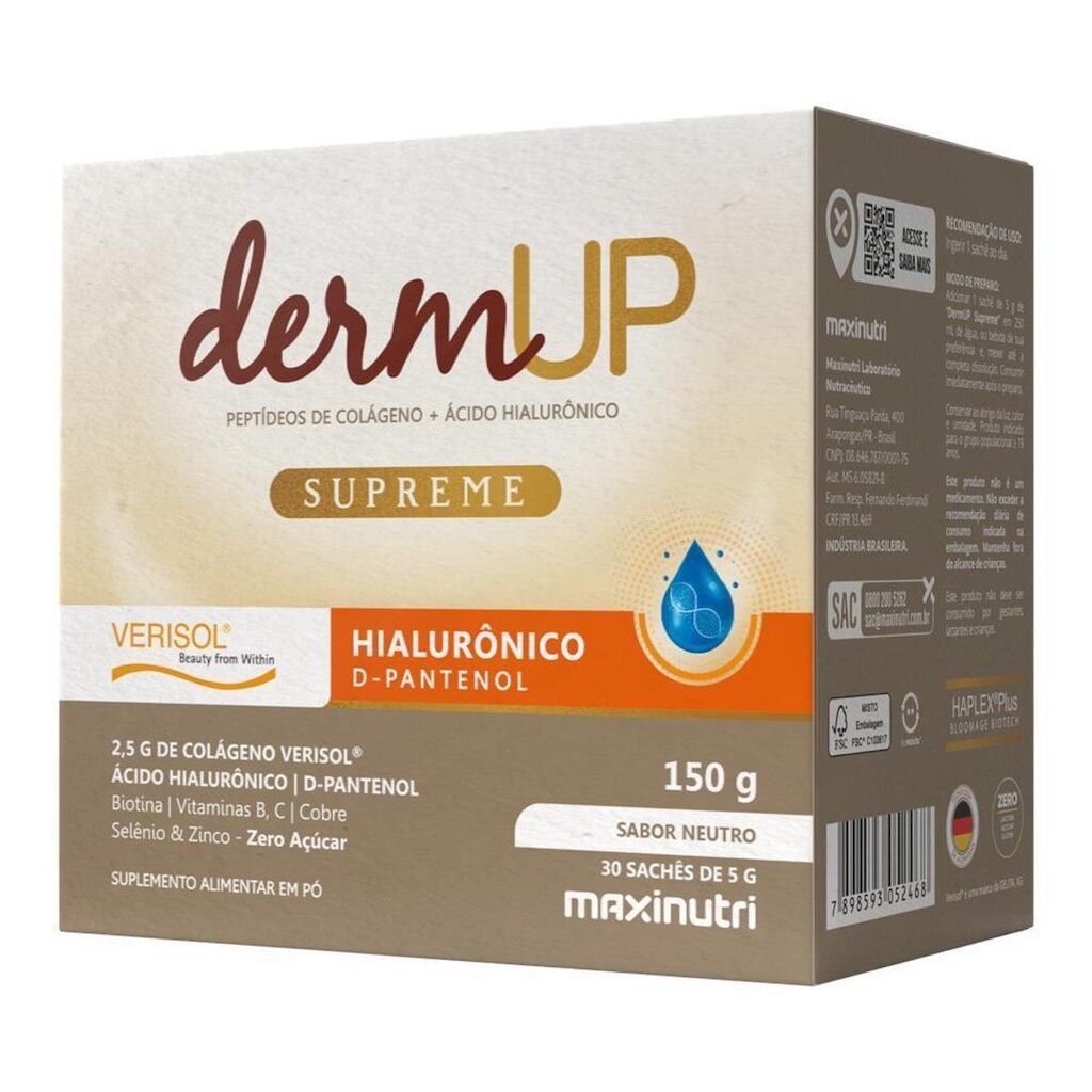 DermUp Verisol Acido Hialuronico D-Pantenol Sachê Maxinutri