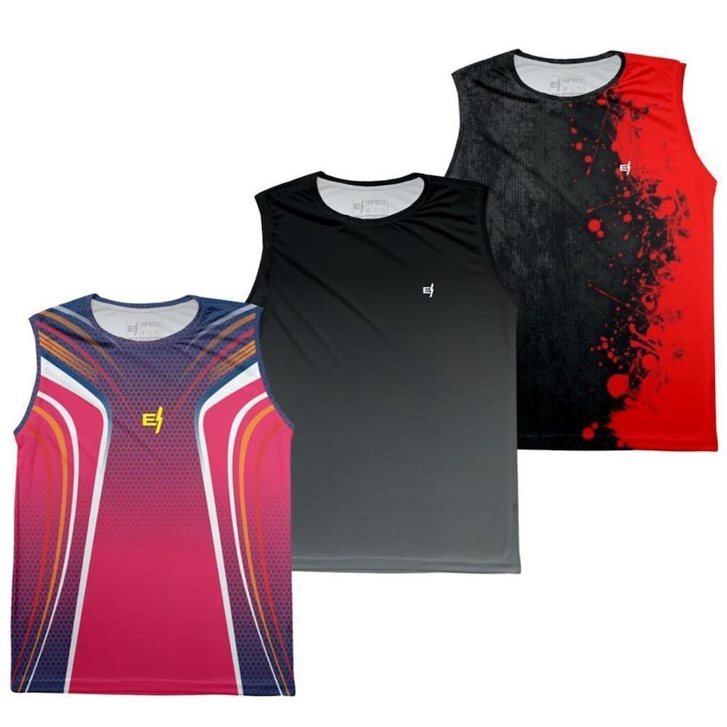 DESATIVADO_Regata Masculina Estampada Esportiva Proteção UV50+ Kit 3