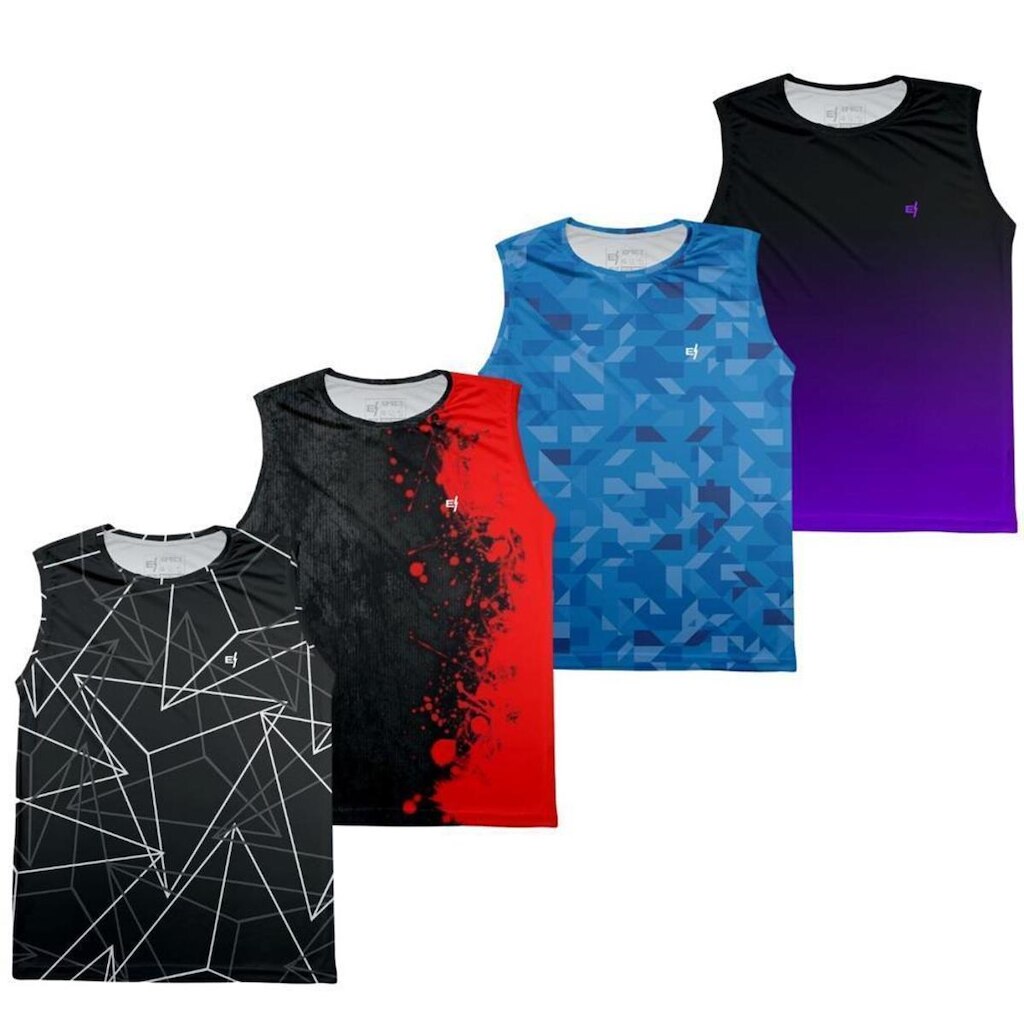 DESATIVADO_Regata Masculina Estampada Esportiva Proteção UV50+ Kit 4